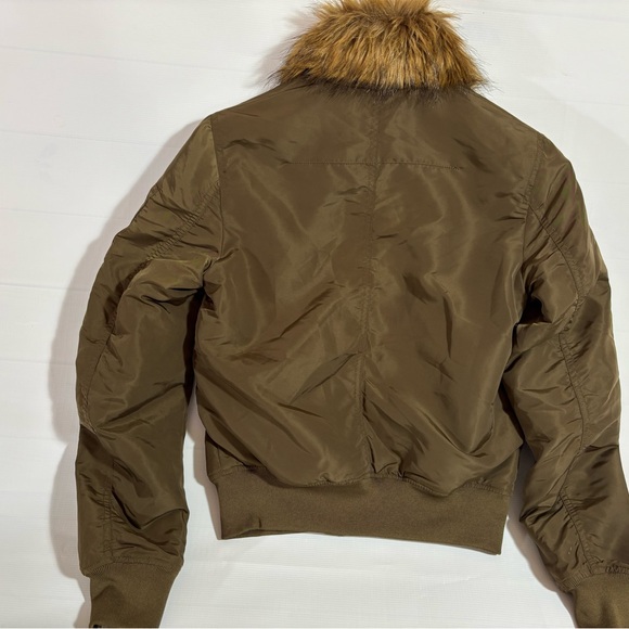 H&M Brown Bomber Jacket with Faux Fur Collar - Picture 6 of 10